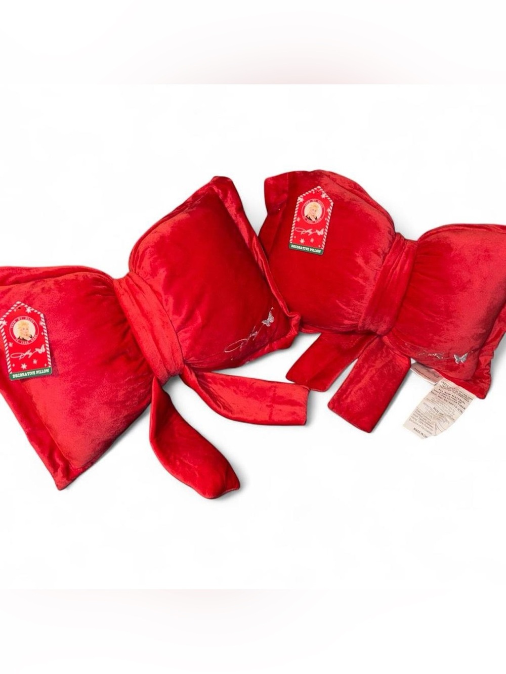 Red Dolly Parton Bow Decorative Christmas Pillows BNWT